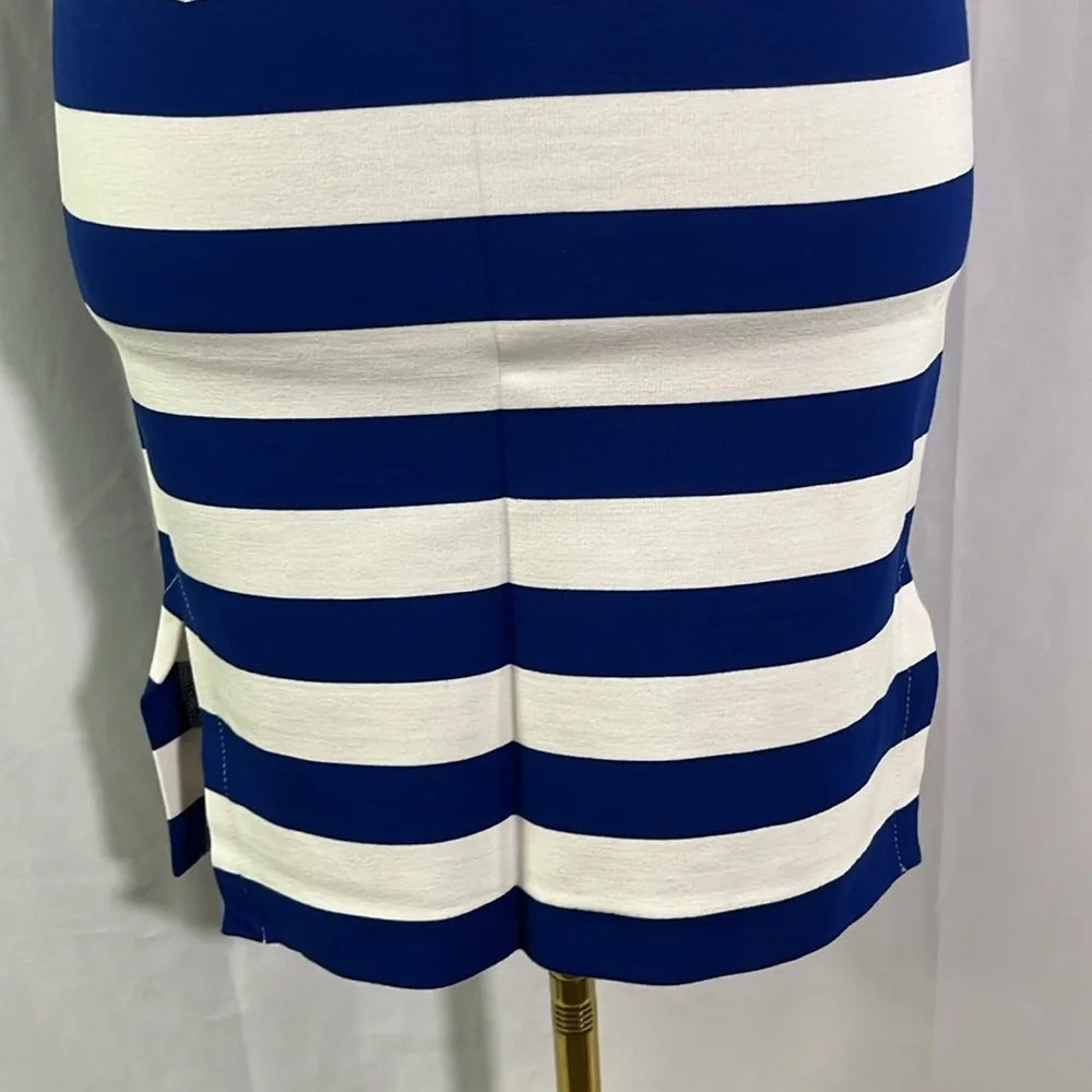 NWT Banana Republic Royal Blue & White Striped Ponte Knit Side Slit Pencil Skirt - Picture 8 of 16